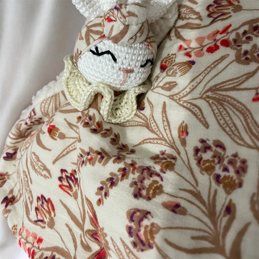 Doudou lapin crochet bébé - tissus personnalisables
