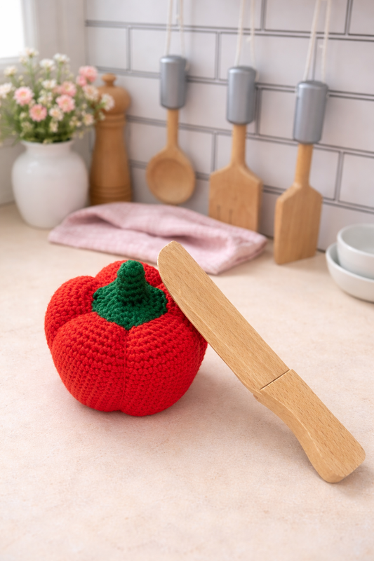 Poivron au crochet - Dînette enfant - Légume fait main